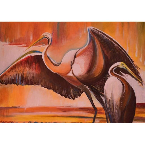 Egret Twins Abstract Acrylic Painting Buy Now on Artezaar.com Online Art Gallery Dubai UAE