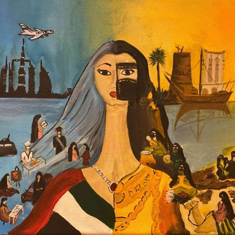 Emirati Women Ambition And Inspiration Abstract Acrylic Painting Buy Now on Artezaar.com Online Art Gallery Dubai UAE