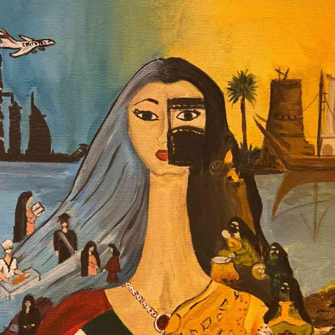Emirati Women Ambition And Inspiration Abstract Acrylic Painting Buy Now on Artezaar.com Online Art Gallery Dubai UAE