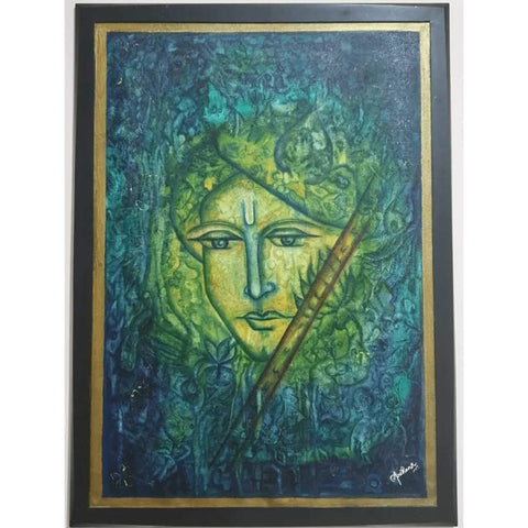 Eternal Saga Of Krishna Abstract Oil Painting Buy Now on Artezaar.com Online Art Gallery Dubai UAE