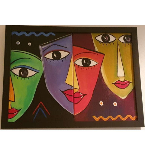 Faces Abstract Acrylic Painting Buy Now on Artezaar.com Online Art Gallery Dubai UAE