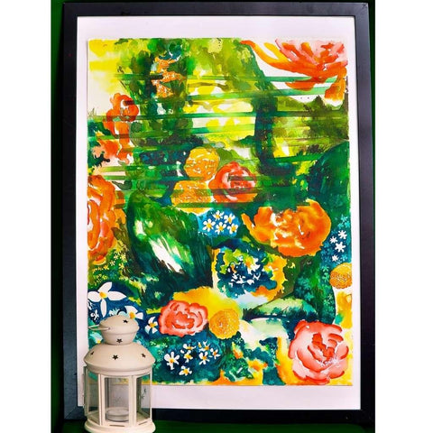 Floral Abstract Acrylic Painting Buy Now on Artezaar.com Online Art Gallery Dubai UAE