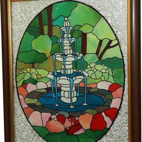 Fountain in Paradise Glass Painting Buy Now on Artezaar.com Online Art Gallery Dubai UAE