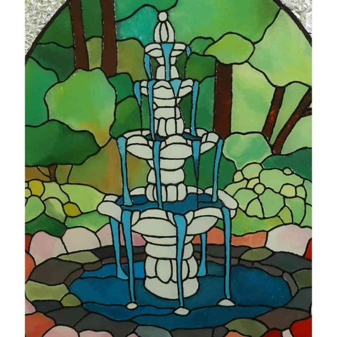 Fountain in Paradise Glass Painting Buy Now on Artezaar.com Online Art Gallery Dubai UAE