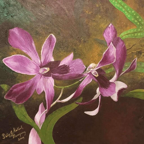 Hawaiian Orchid Fine Art Acrylic Painting Buy Now on Artezaar.com Online Art Gallery Dubai UAE