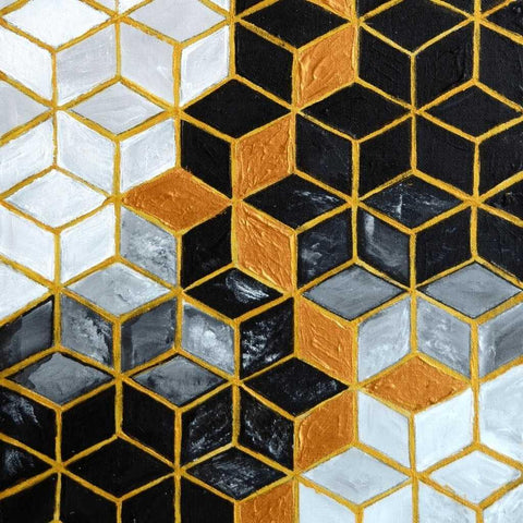 Hexagonal Canvas 3D Acrylic Painting Buy Now on Artezaar.com Online Art Gallery Dubai UAE