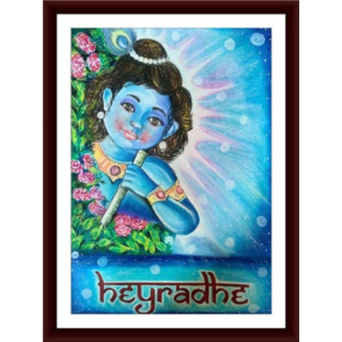 Indian Blessings of Krishna Fine Art Mixed Media Painting Buy Now on Artezaar.com Online Art Gallery Dubai UAE