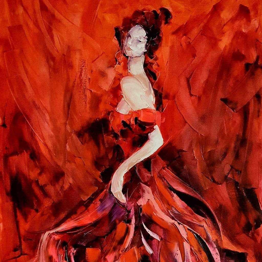 Abstract Oil Painting | Lady in Red | Artezaar Online Art Galley Dubai ...