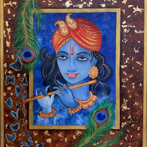 Lord Krishna Acrylic Painting Buy Now on Artezaar.com Online Art Gallery Dubai UAE