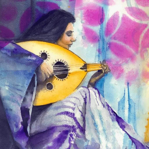 Musical Meet Watercolor Painting Buy Now on Artezaar.com Online Art Gallery Dubai UAE