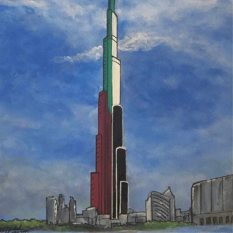 National Burj Khalifa Fine Art Acrylic Painting Buy Now on Artezaar.com Online Art Gallery Dubai UAE