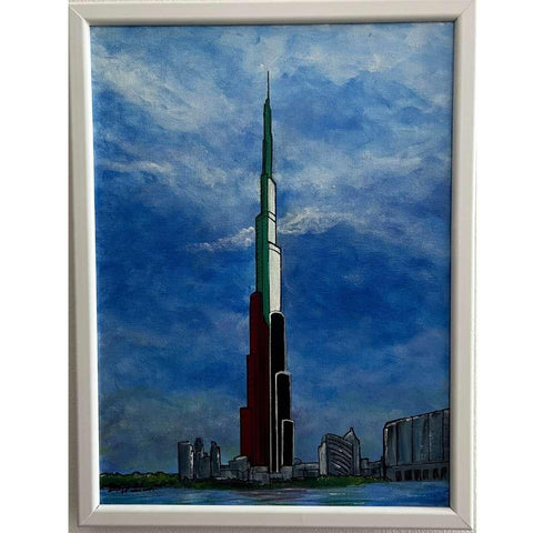 National Burj Khalifa Fine Art Acrylic Painting Buy Now on Artezaar.com Online Art Gallery Dubai UAE