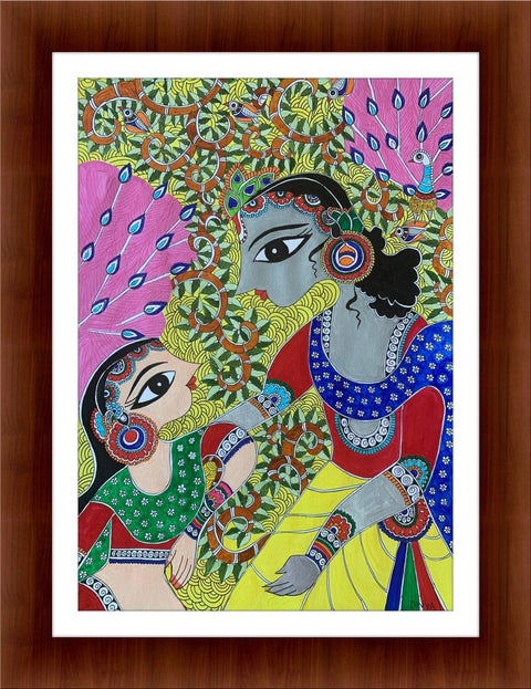 Radha Krishna - Madhubani Style