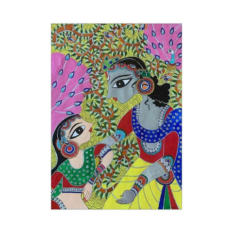 Radha Krishna - Madhubani Style Painting Buy Now on Artezaar.com Online Art Gallery Dubai UAE