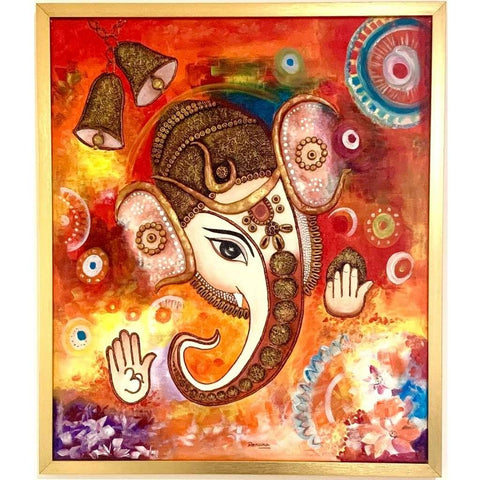 Shree Ganesha Mixed Media Painting Buy Now on Artezaar.com Online Art Gallery Dubai UAE