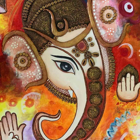 Shree Ganesha Mixed Media Painting Buy Now on Artezaar.com Online Art Gallery Dubai UAE