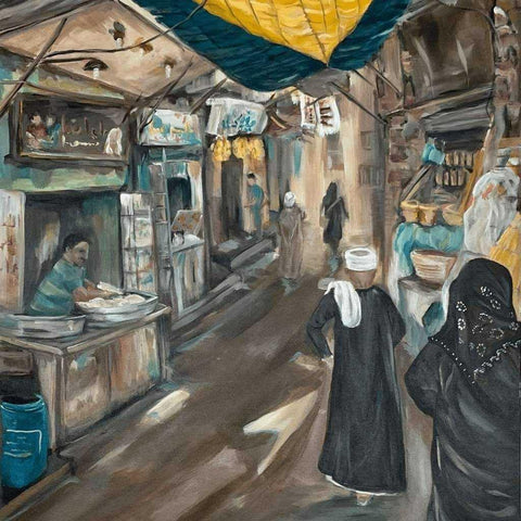 Souq Street Acrylic Painting Buy Now on Artezaar.com Online Art Gallery Dubai UAE