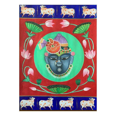 Srinath Ji Pichwai Form Of Indian Folk Art Painting Buy Now on Artezaar.com Online Art Gallery Dubai UAE