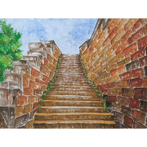 Stairway to Home Mixed Media Painting Buy Now on Artezaar.com Online Art Gallery Dubai UAE