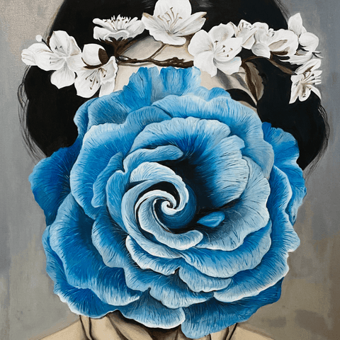 Oil Painting The Blue Rose Buy Now Artezaar Online Art Gallery in Dubai UAE