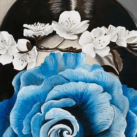 Oil Painting The Blue Rose Buy Now Artezaar Online Art Gallery in Dubai UAE