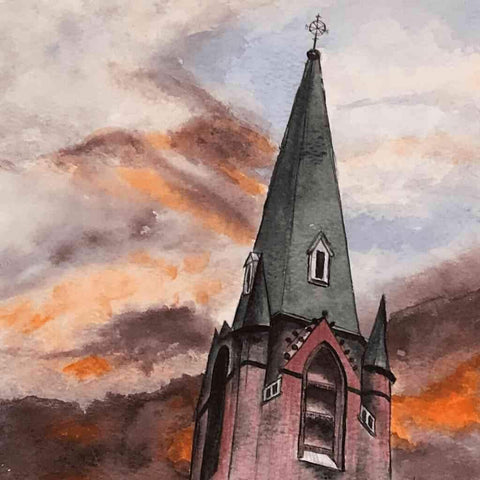 The Cathedral Watercolor Painting Buy Now on Artezaar.com Online Art Gallery Dubai UAE