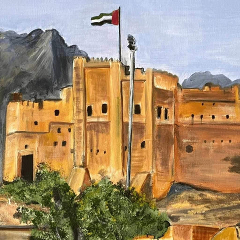 The Fujairah Fort Fine Art Acrylic Painting Buy Now on Artezaar.com Online Art Gallery Dubai UAE