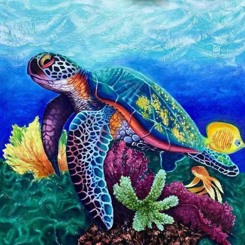 The Peaceful Sea Turtle Oil Painting Buy Now on Artezaar.com Online Art Gallery Dubai UAE