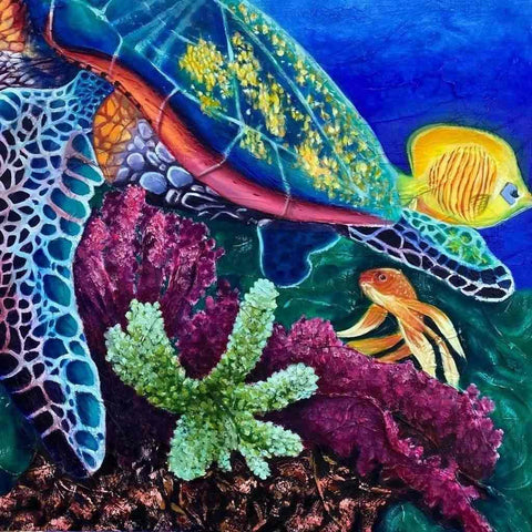 The Peaceful Sea Turtle Oil Painting Buy Now on Artezaar.com Online Art Gallery Dubai UAE
