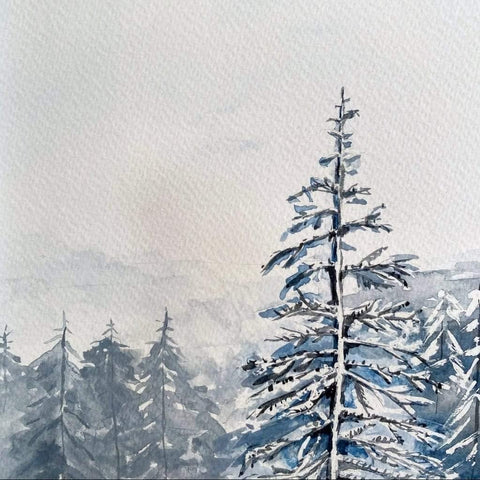 The Winter's Magic Watercolor Painting Buy Now on Artezaar.com Online Art Gallery Dubai UAE