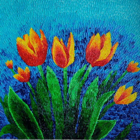 Tulips Tea Party Tray Abstract Home Decor Buy Now on Artezaar.com Online Art Gallery Dubai UAE