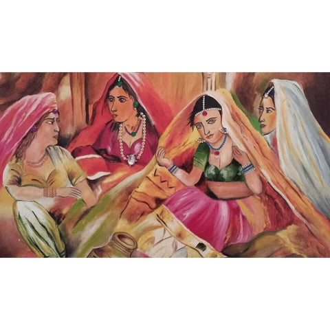 Village Belles Fine Art Oil Painting Buy Now on Artezaar.com Online Art Gallery Dubai UAE