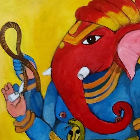 Vinayaka-The Vigna Harta by Krishnakumar Nair Acrylic painting Buy now on artezaar.com Online Art Gallery