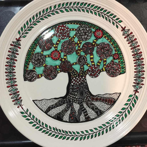 Zentangle Decor Plate 3 Fine Art Pottery Ceramics Buy Now on Artezaar.com Online Art Gallery Dubai UAE